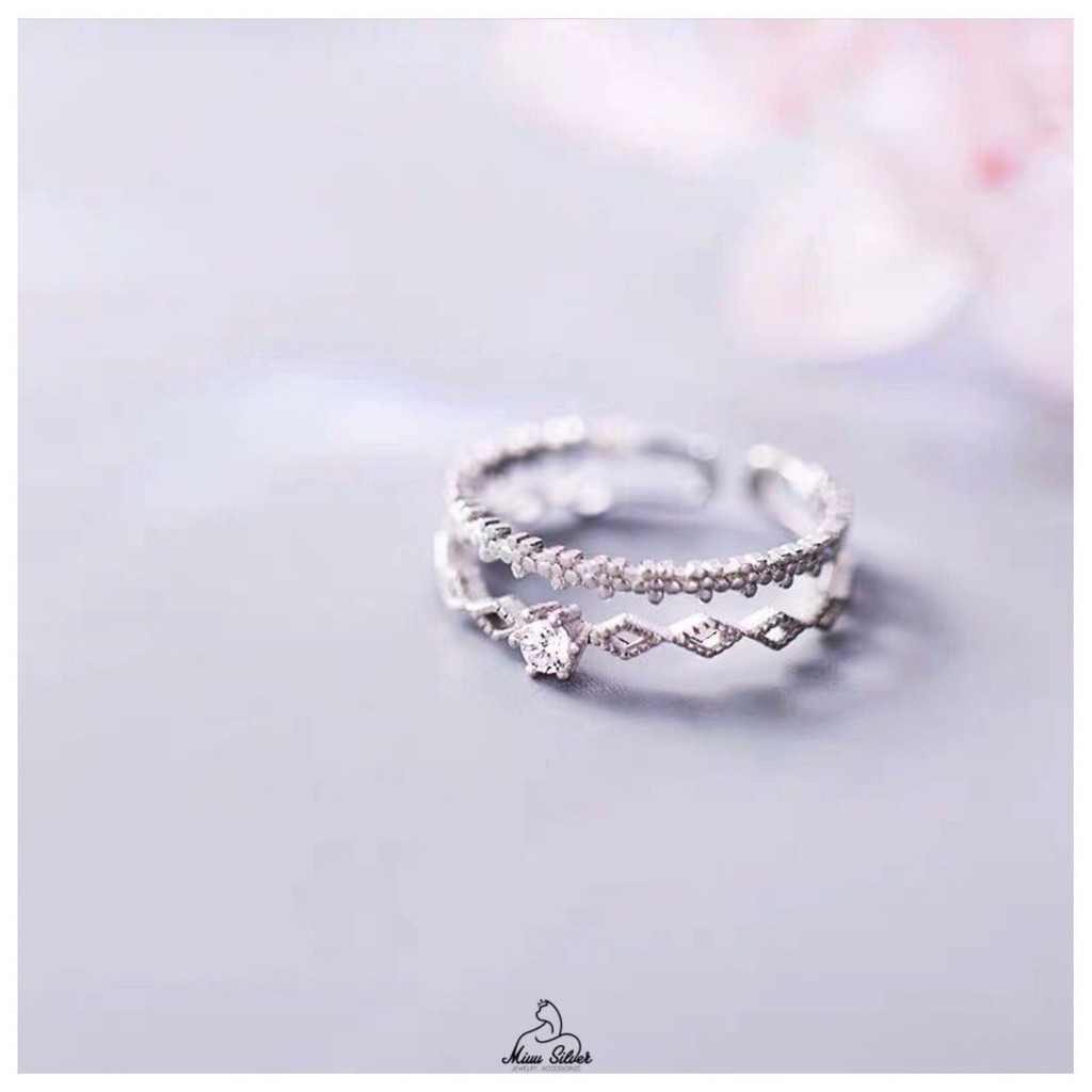 Nhẫn bạc nữ Miuu Silver đính đá layer Clara Ring
