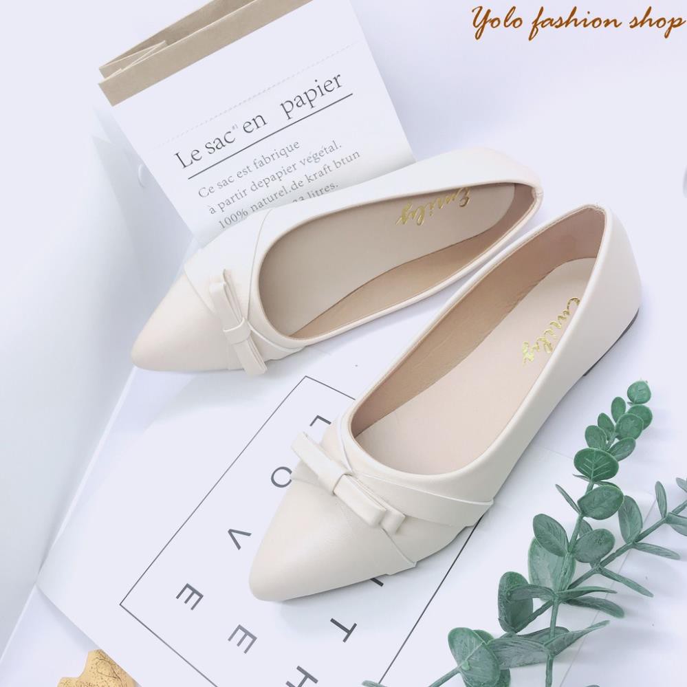 B6-Giày bệt búp bê nữ đính nơ hàng VNXK siêu mềm êm chân
