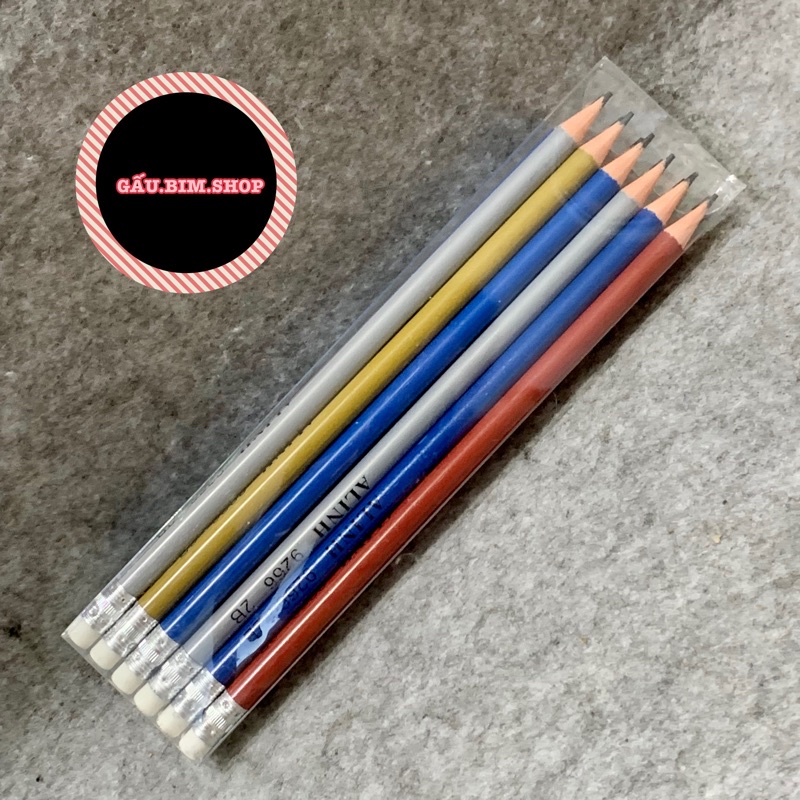 [Giá Sỉ] Búi chì gỗ 2B Alinh (Hộp mica 12 chiếc)