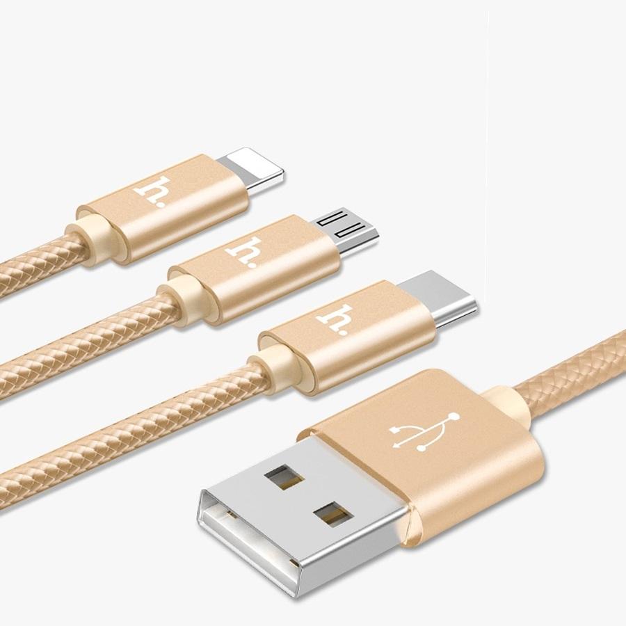 [HCM]Cáp Sạc Điện Thoại  đa năng HOCO X2 3 ĐẦU MICRO - Lightning - TYPE-C