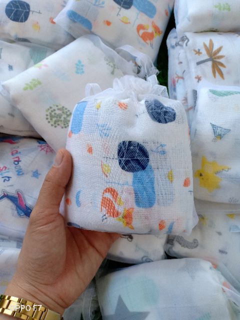 Túi 10 khăn sữa aden sợi tre cho bé