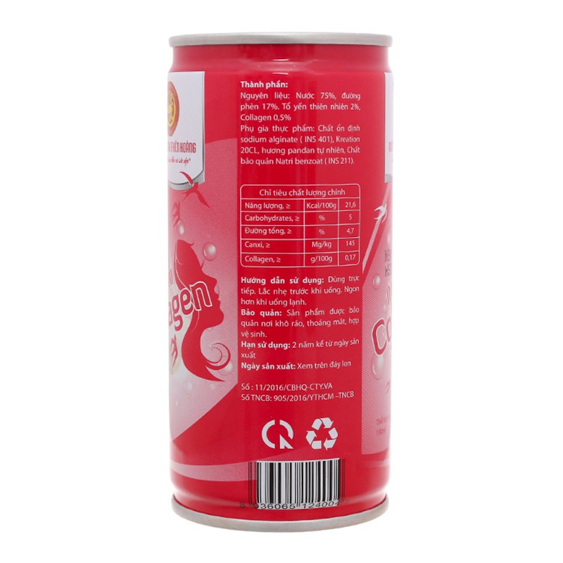 Nước Yến Thiên Hoàng Collagen 190 Ml/Lon