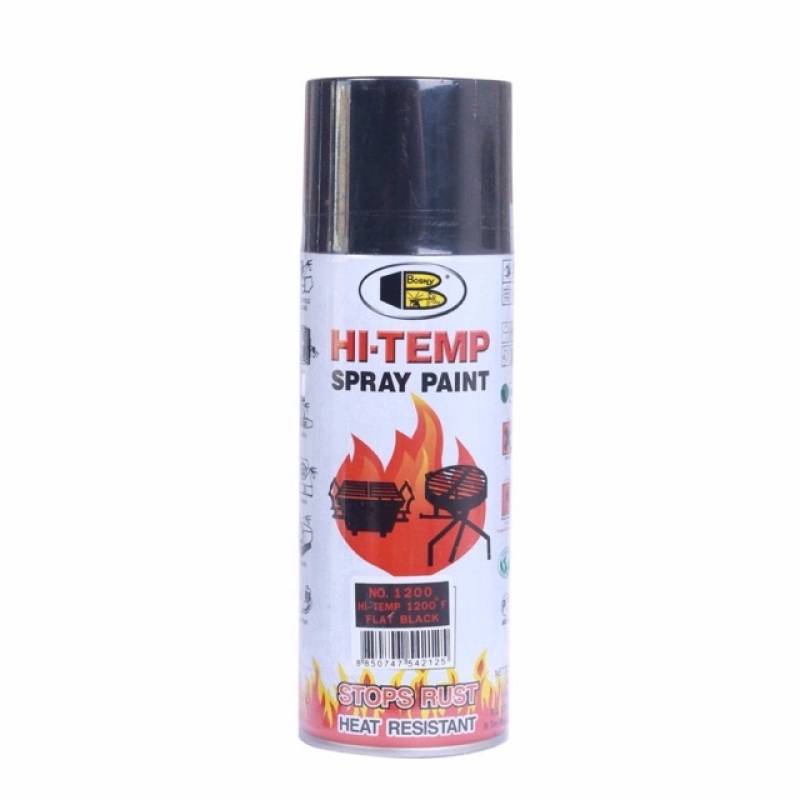 Sơn xịt chịu nhiệt độ cao màu đen mờ Hi-Temp Bosny nhập Thái Lan 1200 độ F chất lượng đảm bảo an toàn đến sức khỏe người sử dụng cam kết hàng đúng mô tả