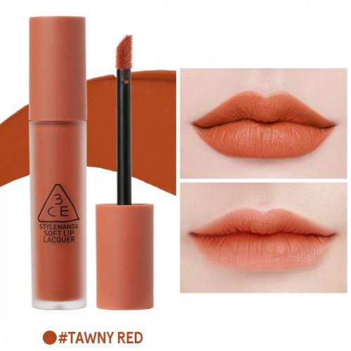Son kem lì 3CE Soft Lip Lacquer #Tawny Red (Cam đất) CAM KẾT CHUẨN AUTH