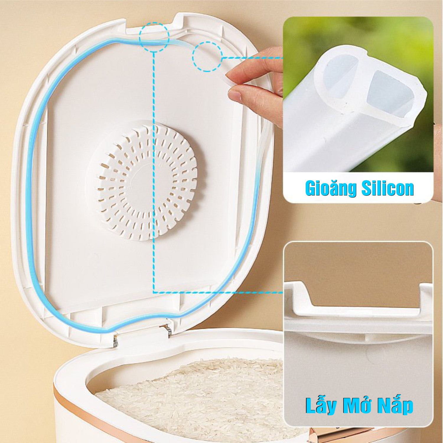 Thùng Đựng Gạo Thông Minh - Chống Ẩm, Chống Mối Mọt 5kg Và 10kg