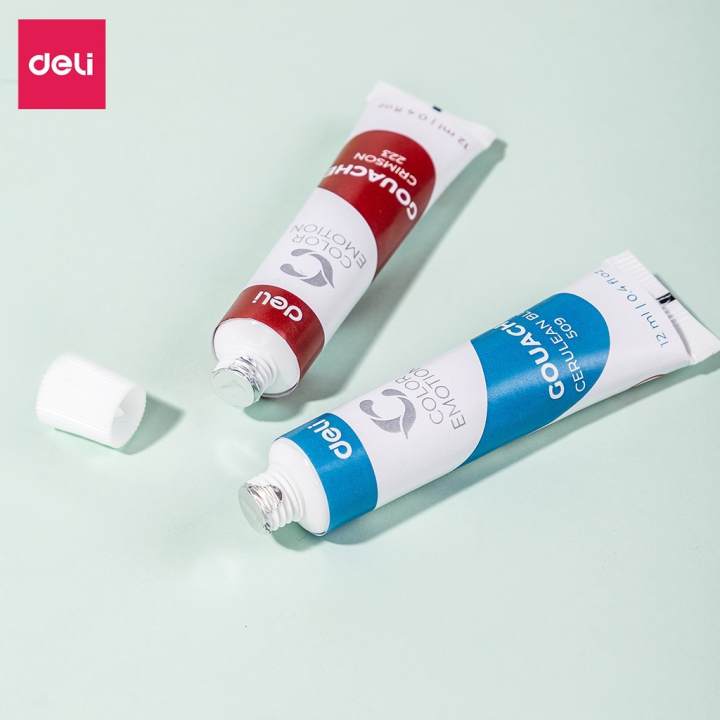 Màu nước Gouache dạng tuýp 12ml Deli - 5/12/24 màu - 1 hộp - EC11 - Hình ảnh 8
