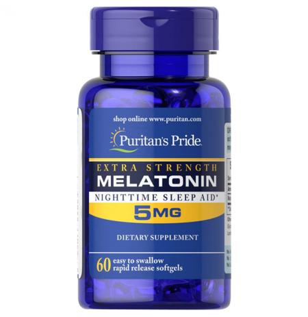 Puritan's Pride Extra Strength Melatonin 5mg 60 softgel with expiration date 3/2025