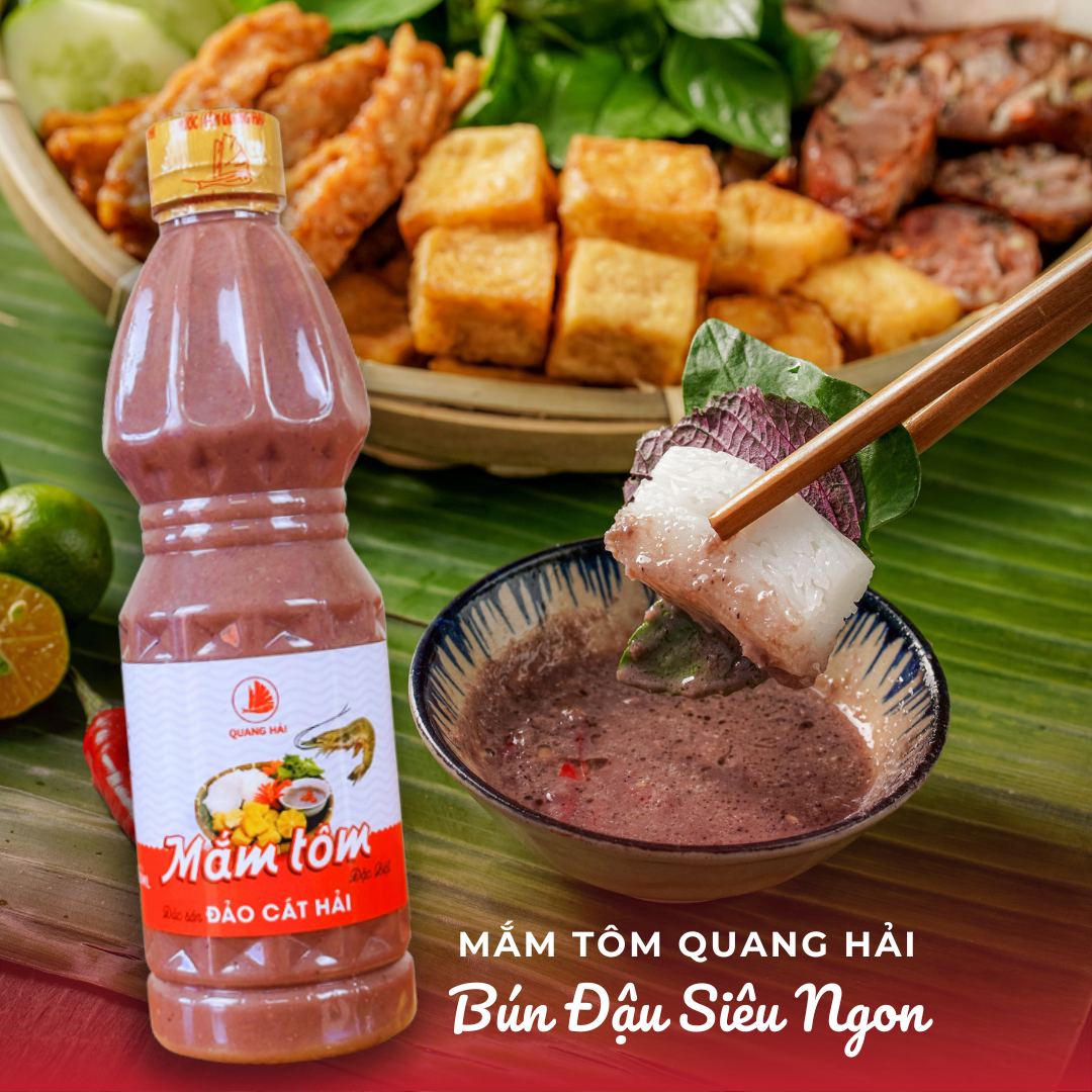 Mắm Tôm Cát Hải - Quang Hải, Chai 500ml, Gia Vị Truyền Thống Đậm Đà Hương Vị.