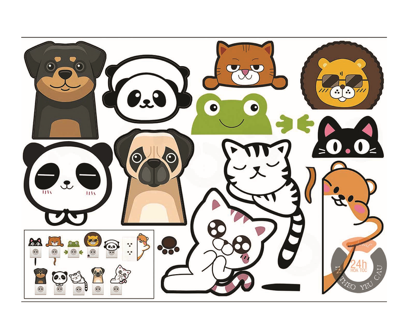 HÌNH DÁN STICKER 11 HÌNH THÚ TRANG TRÍ Ổ ĐIỆN - THUTHAODECOR