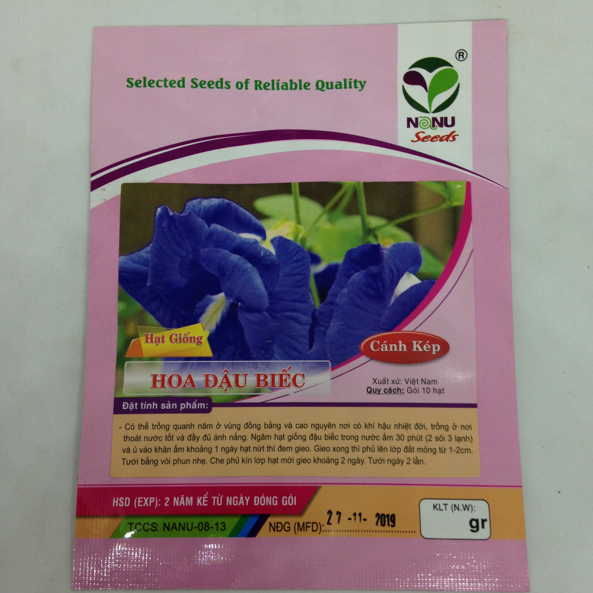 Gói 10 Hạt giống hoa đậu biếc kép- NanuSeeds