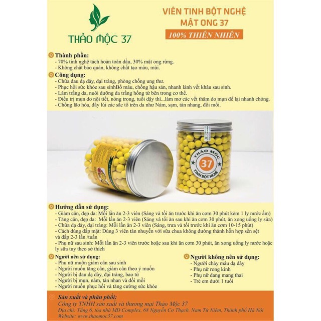 🐝Viên nghệ mật ong 37 🐝 - của Thảo Mộc 37