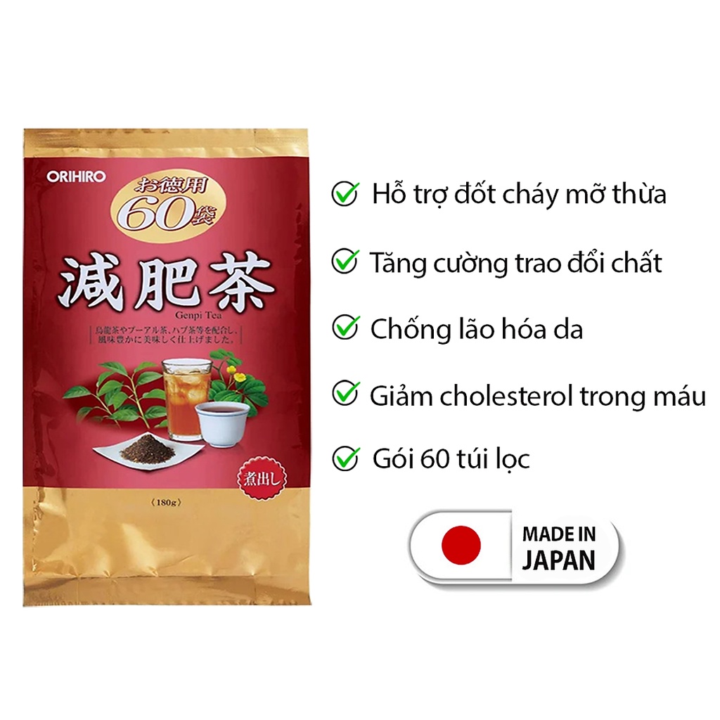 Trà giảm mỡ bụng Genpi Orihiro 60 gói
