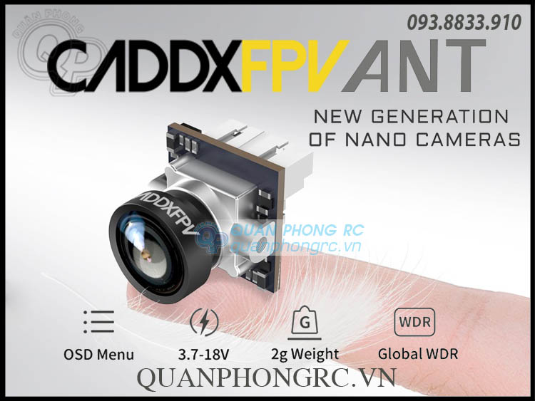 Fpv camera caddx ant 1200tvl ultra light global wdr with osd nano