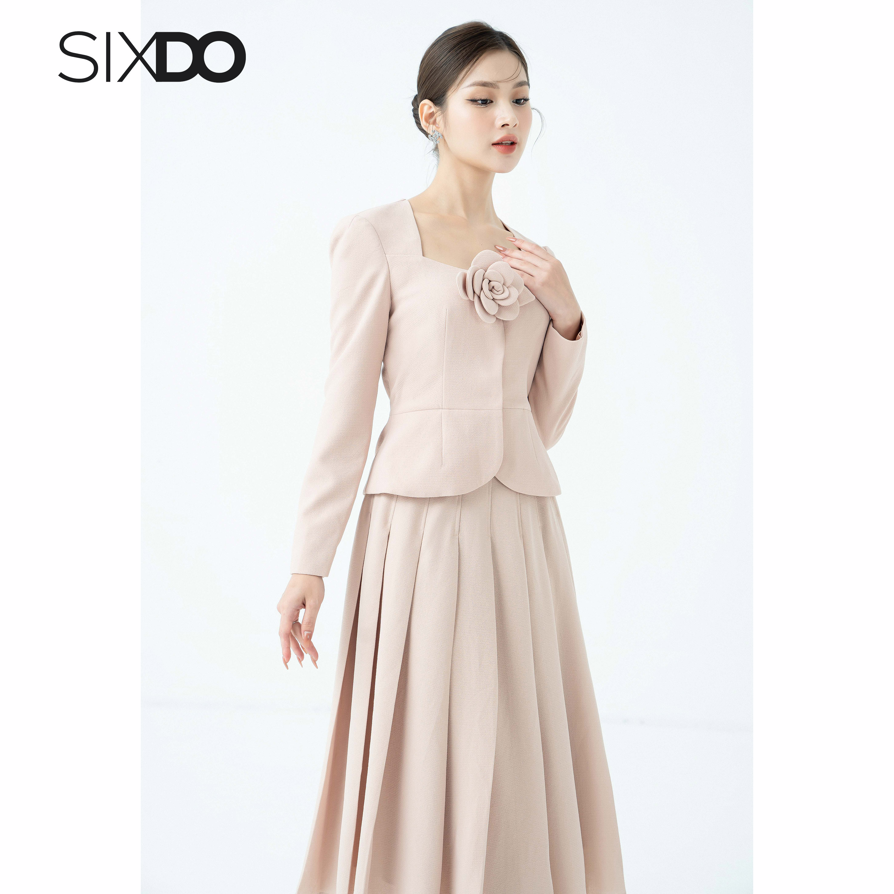 Áo Vest nữ be dài tay thời trang SIXDO (Beige Long Sleeves Woven Vest)
