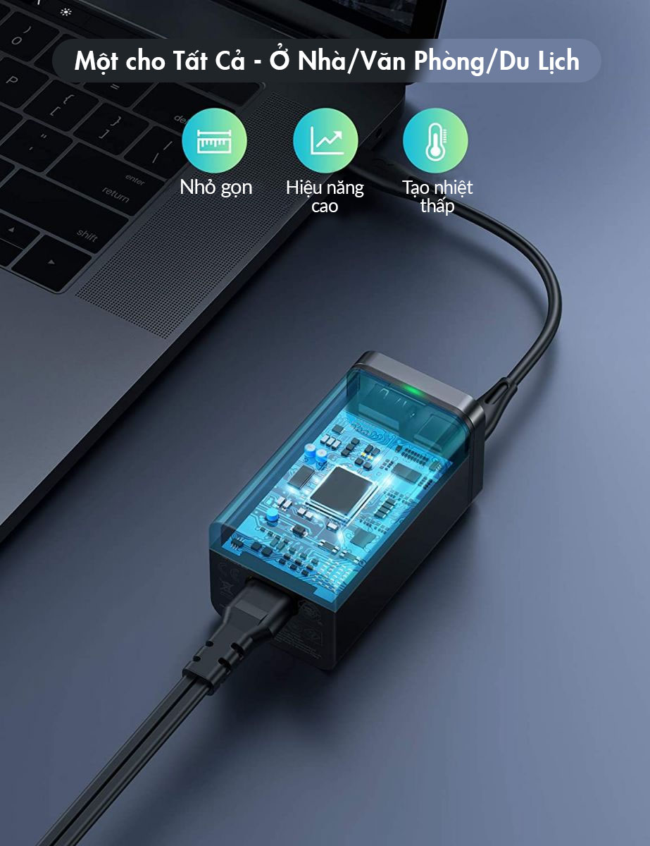 Củ sạc nhanh RAVPower RP-PC136 65W GaN Tech PD 3.0 QC 3.0