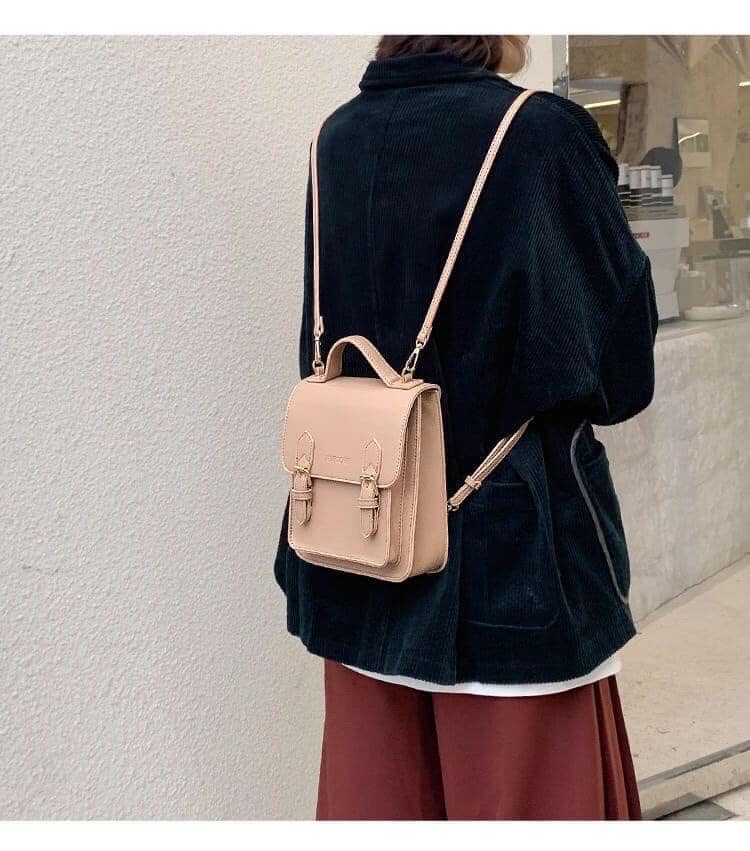 ( ẢNH THẬT) BALO DA MINI TÚI HỘP VUÔNG 2 MẮT KHÓA HÀN QUỐC, LEVERMART