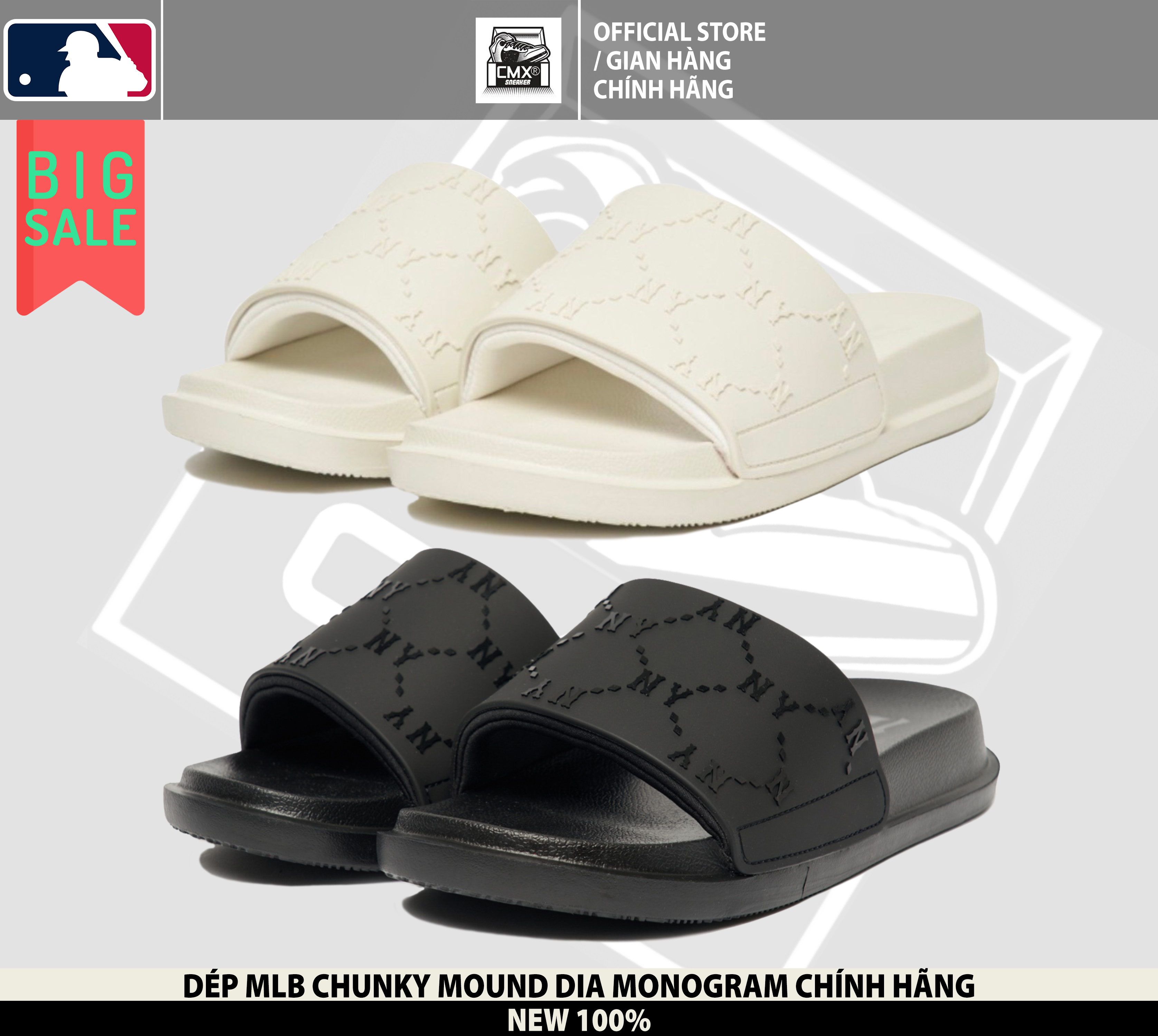 😘 [ HÀNG CHÍNH HÃNG CÓ SẴN CẬP NHẬT THƯỜNG XUYÊN ] Dép MLB CHUNKY MOUND DIA MONOGRAM - REAL AUTHENTIC 100%