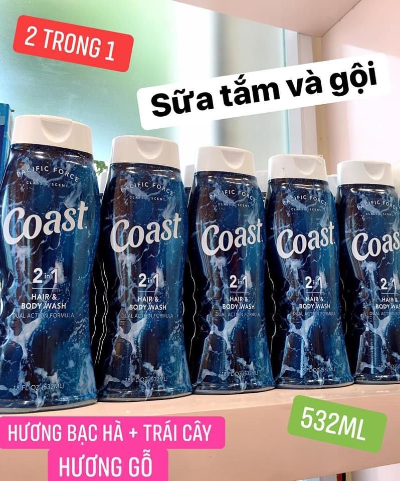 [MẪU MỚI] SỮA TẮM GỘI NAM 2IN1 COAST 532ML TỪ MỸ