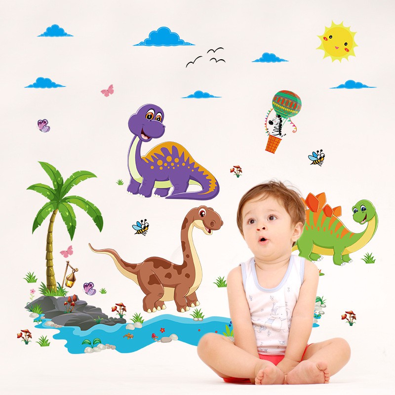 Decal Dán Tường Công Viên Khủng Long HPMSK9125 Sticker Tranh Dán Tường ,Decal dán tường hình thú ,Decal dán tường con vật