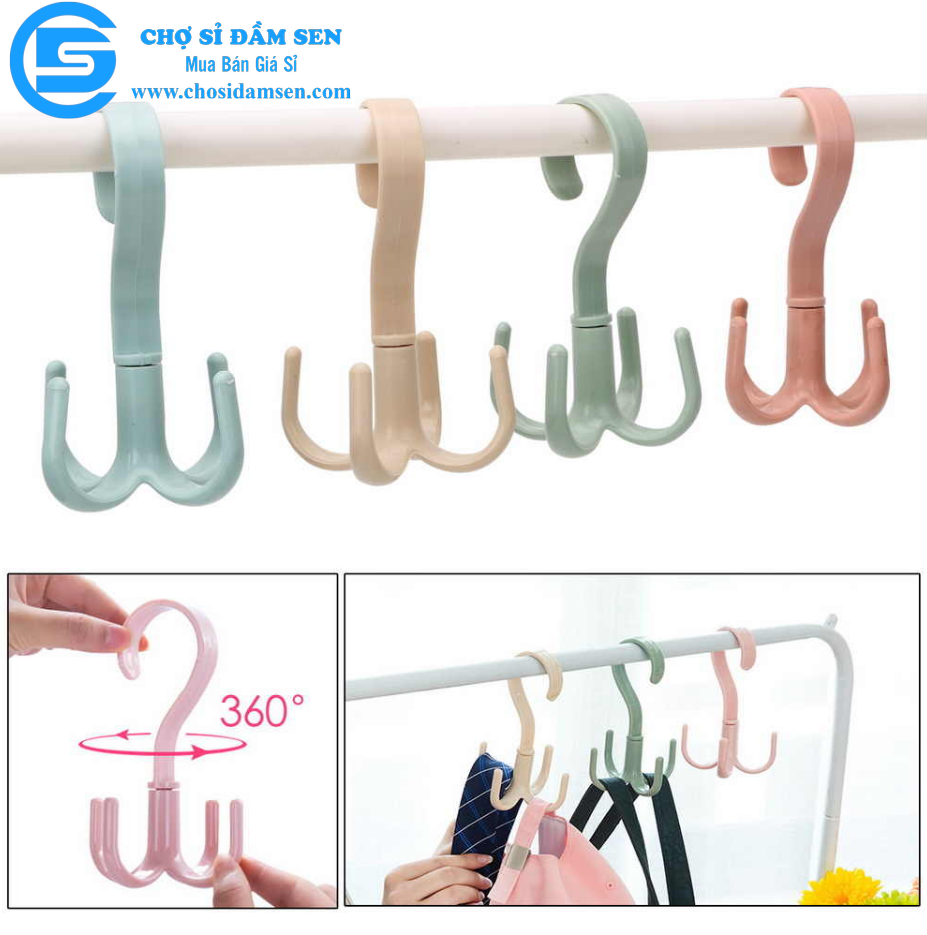 Hook hanging basket bags hanger drying towel hat shoes 4 spoke rotate 360 degrees multi--convenience g64-phoigioxach