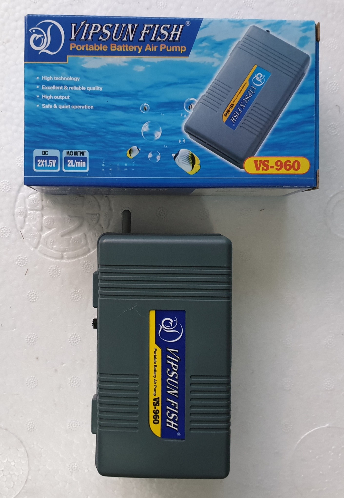 [Freeship+HCM+Luckyfish94]  MÁY OXY CHẠY PIN VIPSUN VS 960 CHO BỂ CÁ A241.
