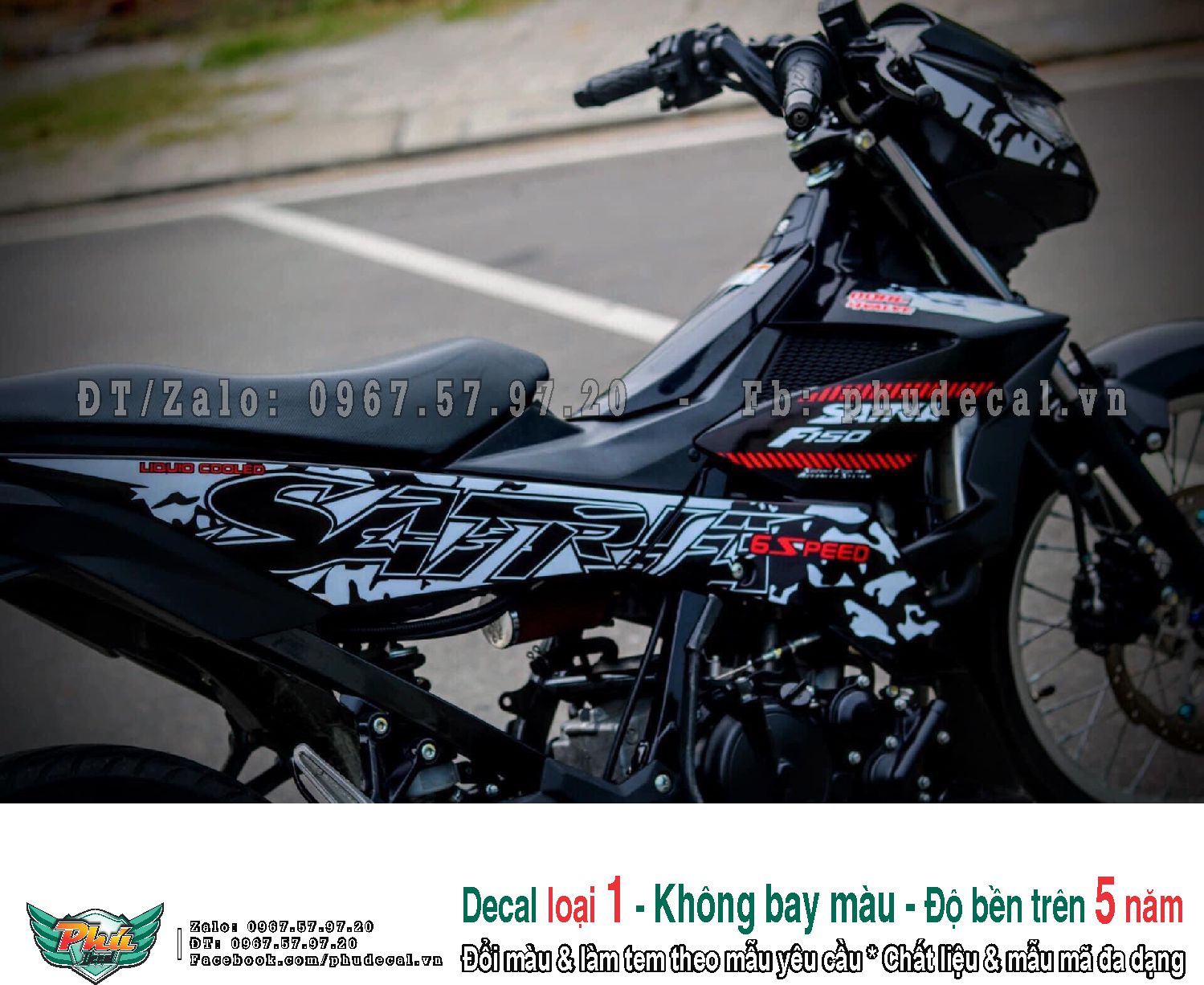 Tem rời xe Satria Đen Trắng