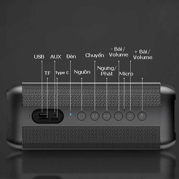 Loa nghe nhạc Bluetooth speaker gắn USB, Thẻ nhớ, Line 3.5mm chip DPS khuyếch đại âm thanh công suất lớn 80W Kết nối TWS lên 160W Hàng Chính Hãng