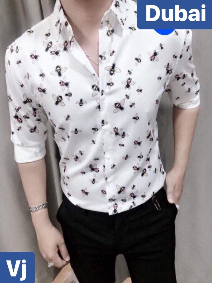 ÁO SƠ MI LỤA NAM CHỐNG NHĂN TRẮNG BẦY ONG CAO CẤP - DUBAI FASHION
