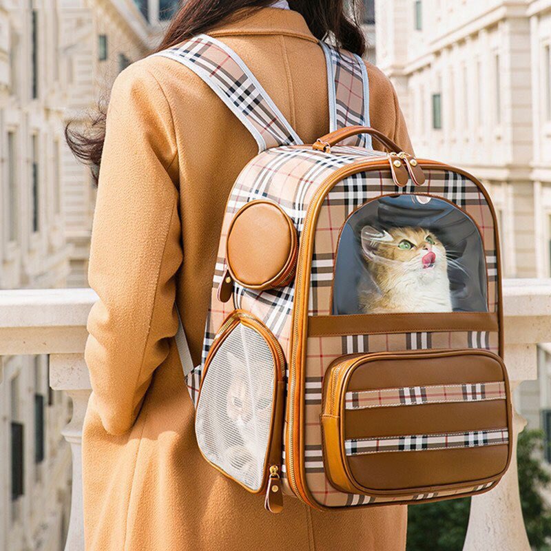 Balo vận chuyển thú cưng hoạ tiết sọc BURBERRY cao cấp
