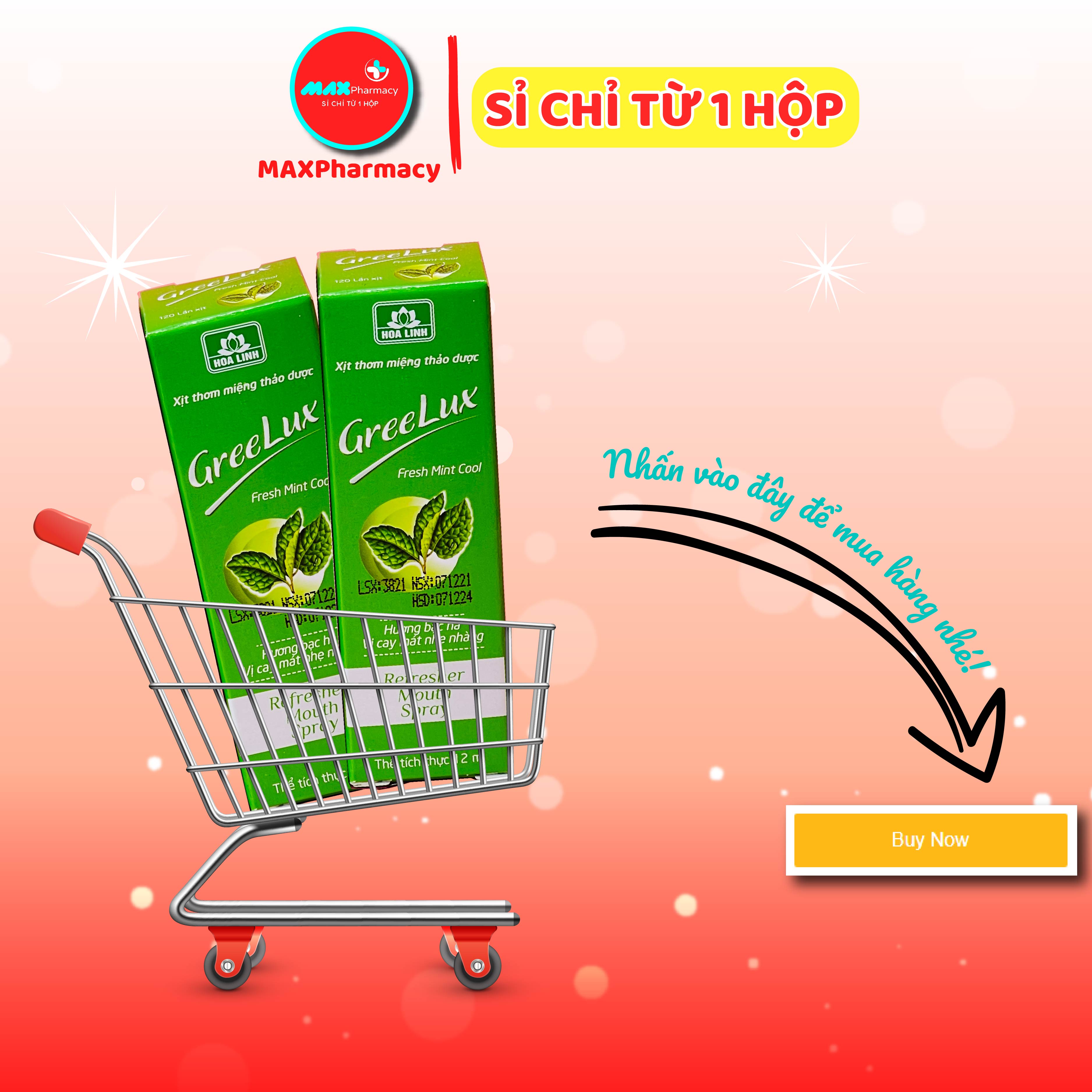 Xịt thơm miệng Thảo dược Hoa Linh Greelux Fresh mint cool 12ml - Maxpharmacy
