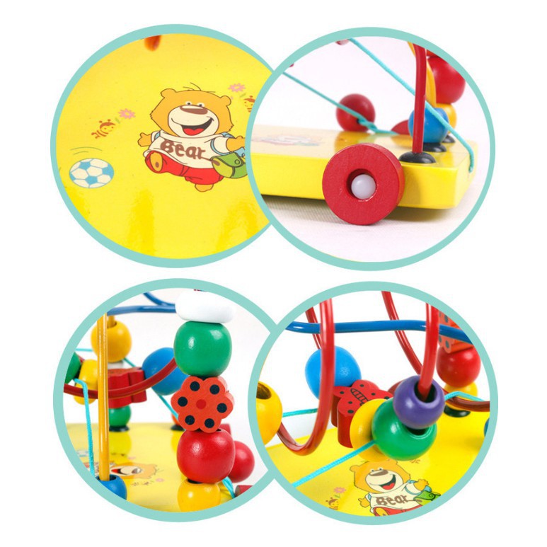 Đồ Chơi Luồn Hạt Gỗ Kéo Xe Cho Bé Bản Đẹp