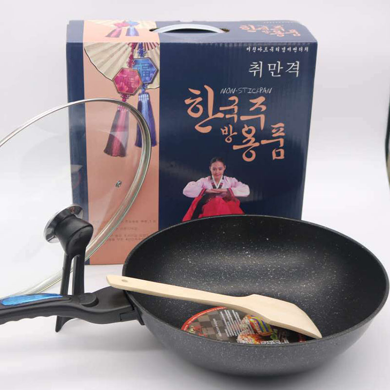 Chảo Đá Chống Dính Coopia Hàn Quốc Có Nắp Kính Đậy Kèm Vá Gỗ, Chảo Sâu Lòng Siêu Bền Size 32cm Chất Liệu Cao Cấp Siêu Bền TIDO, TIDO