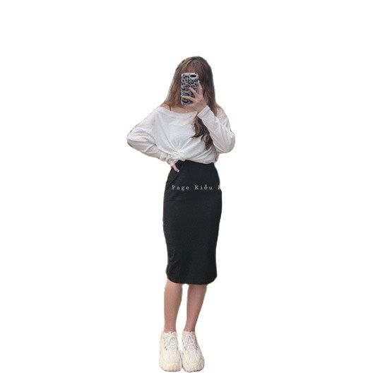 SÉT ÁO TRẮNG  VÁY ĐEN CHÉO mặc 2 kiểu siêu xinh NT