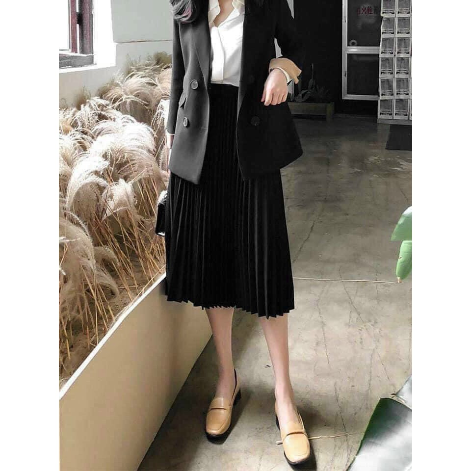 Chân váy dập ly dáng dài