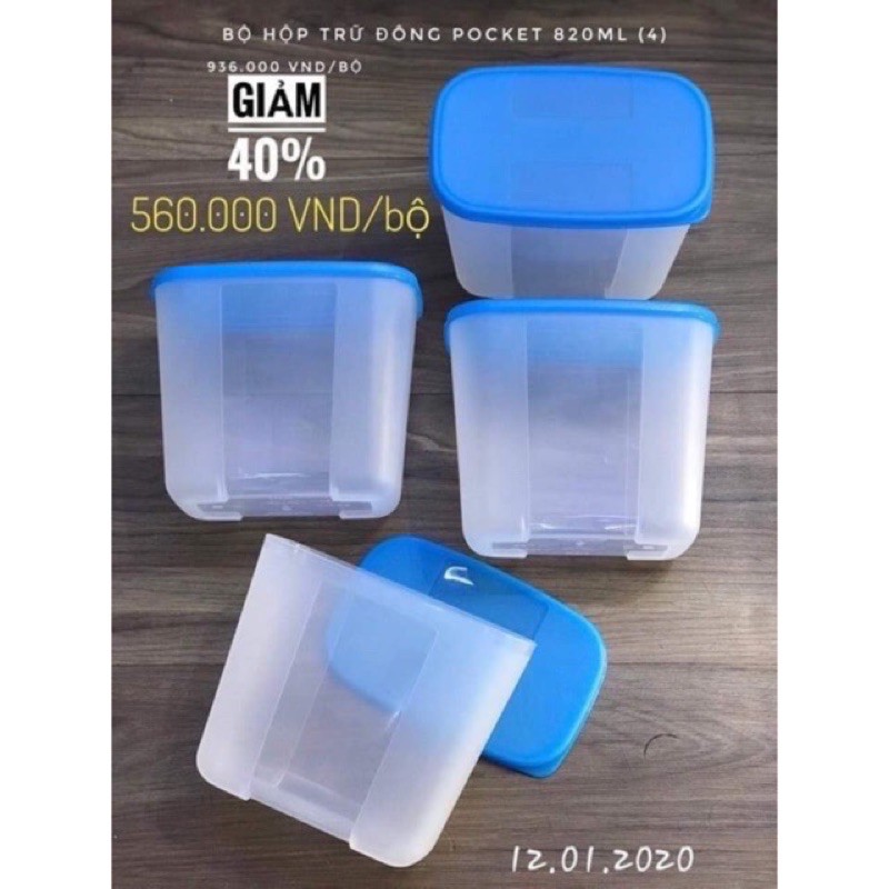 tupperware hộp trữ đông 820ml để cánh tủ lạnh