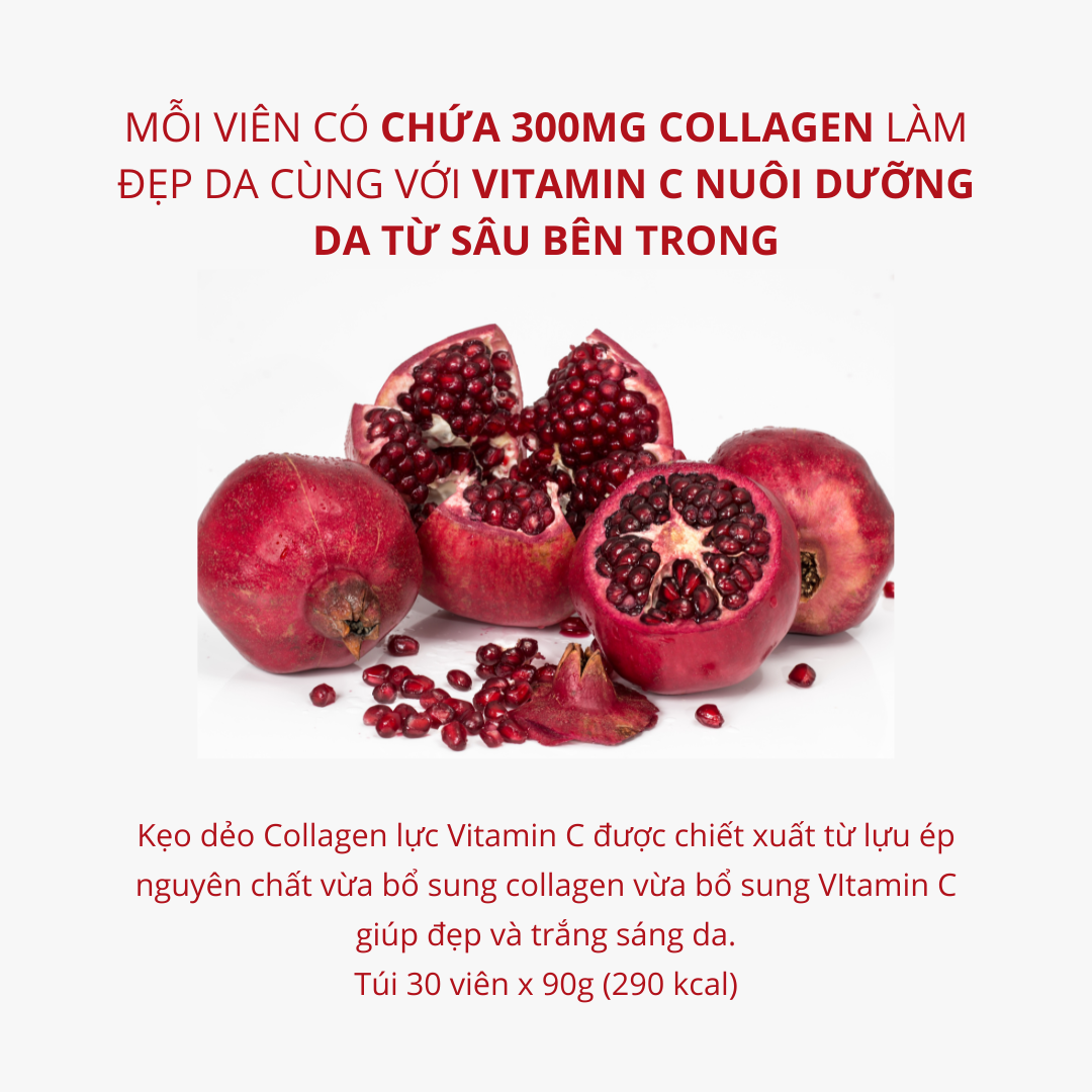 Kẹo Dẻo Collagen Boto Gummy Vitamin C Vị Lựu Dưỡng Da Sáng Mịn