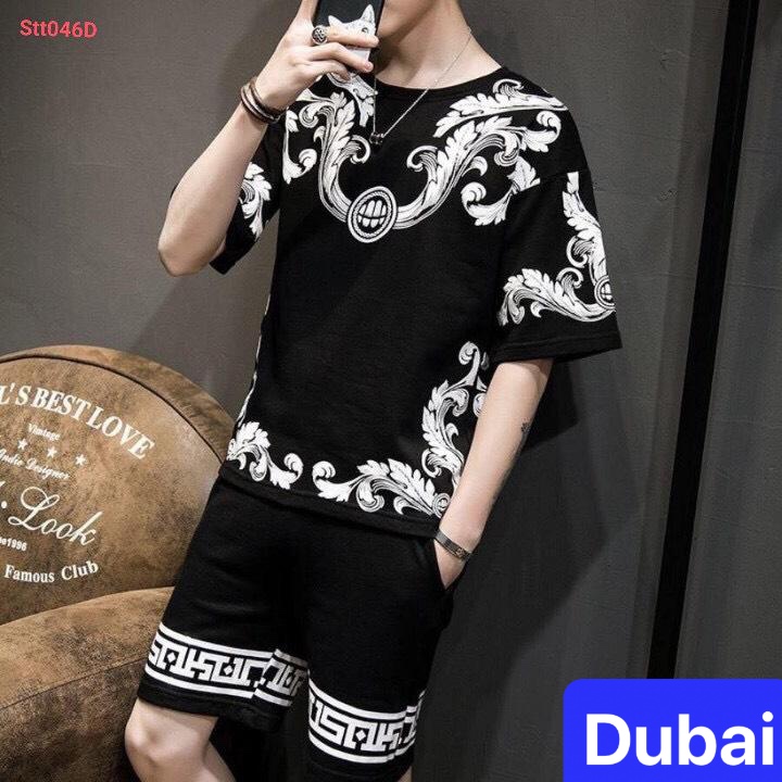 ĐỒ BỘ THỂ THAO HOA VĂN HỌA TIẾT LÁ , SET ĐỒ BỘ THỂ THAO, ĐỒ BỘ TẬP GYM MANG Ở NHÀ VÀ ĐI CHƠI , ĐỒ BỘ NAM PHONG CÁCH - DUBAI FASHION