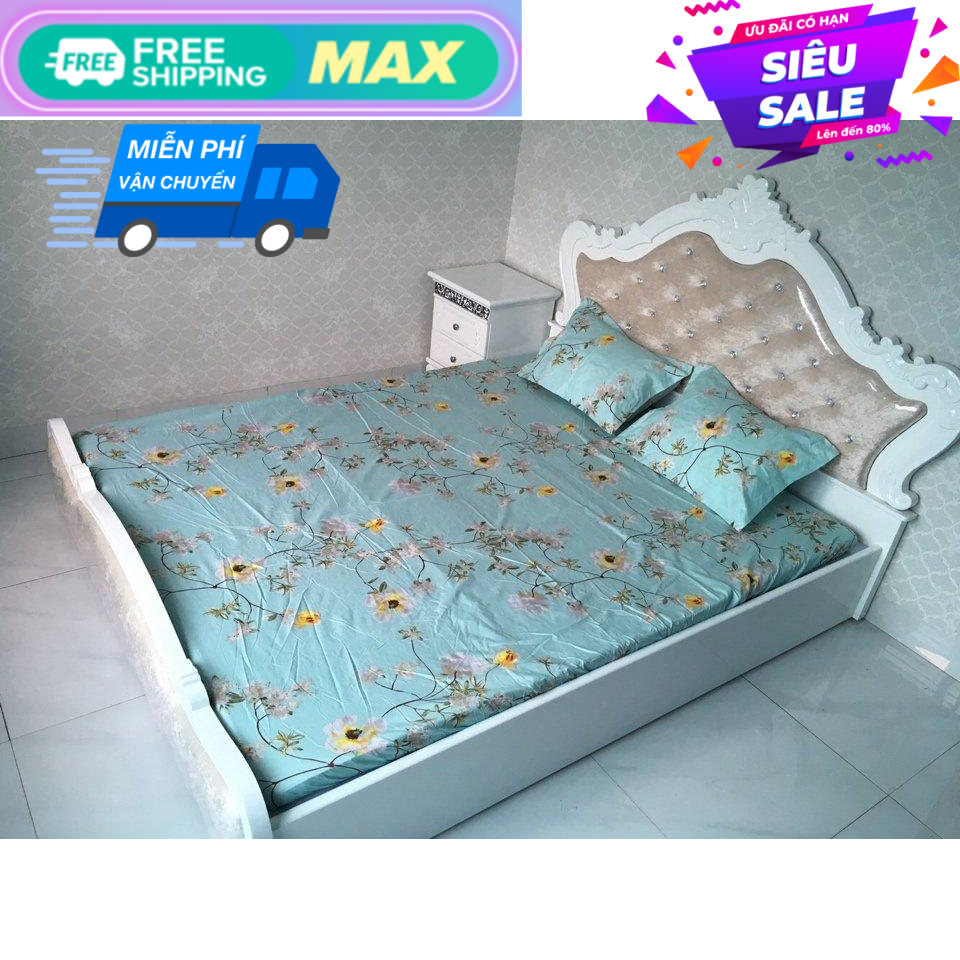 Bộ ga chun và 2 áo gối mỏng dành cho mùa hè ( Phù Hợp Nệm 1m8x2m) (revatot)