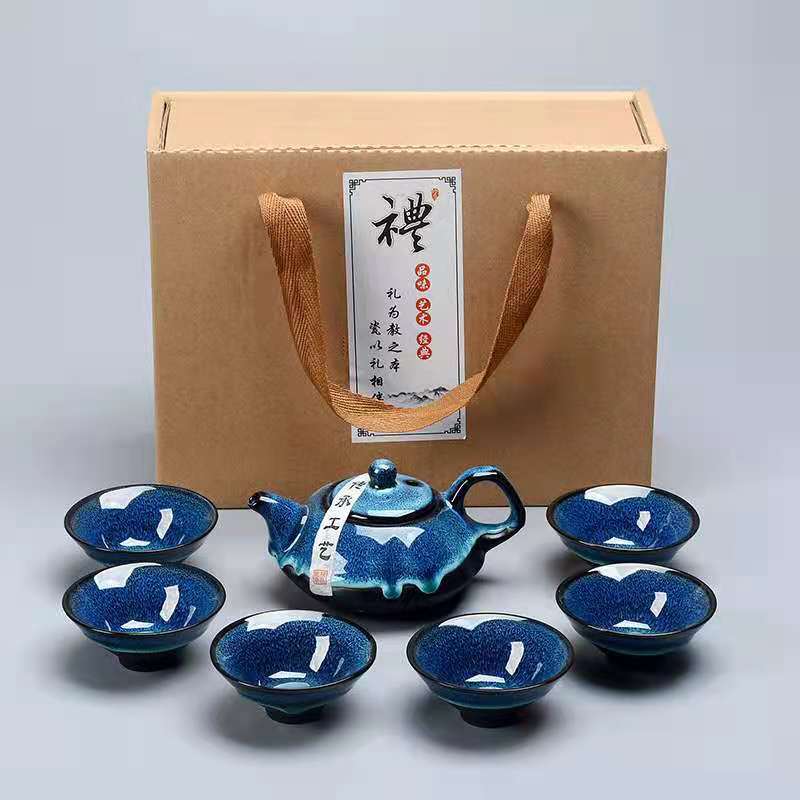 Bộ ấm trà Men Hoả Biến mẫu 4 chén,6 chén