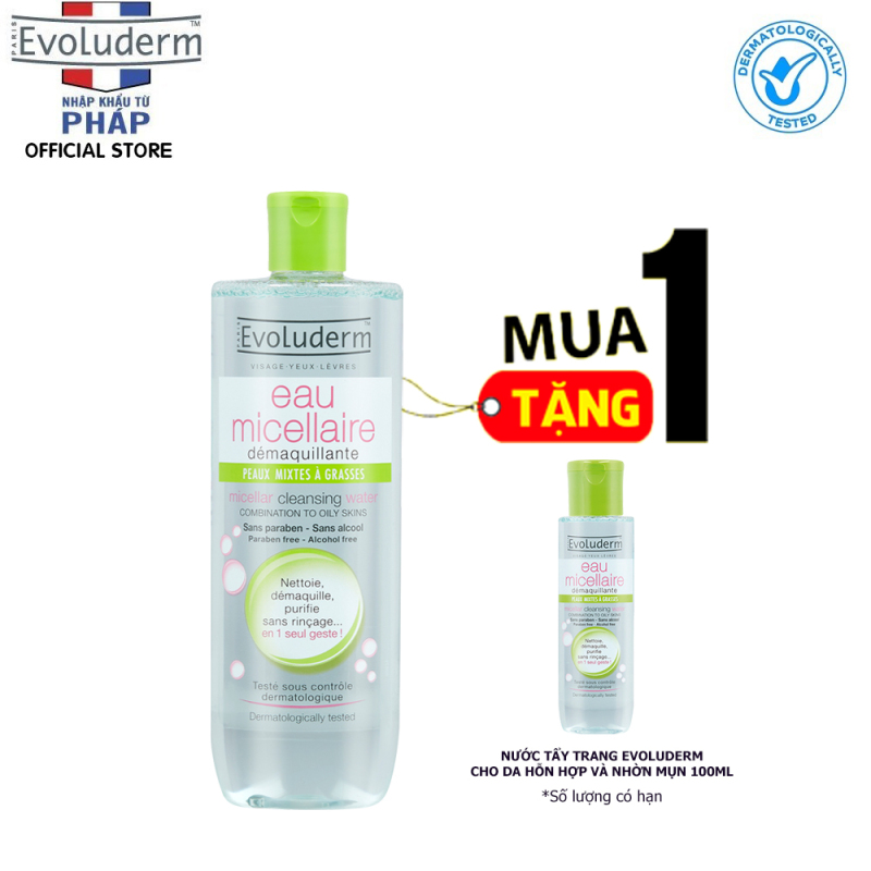 Nước Tẩy Trang Evoluderm dành cho da hỗn hợp và dầu mụn 500ml