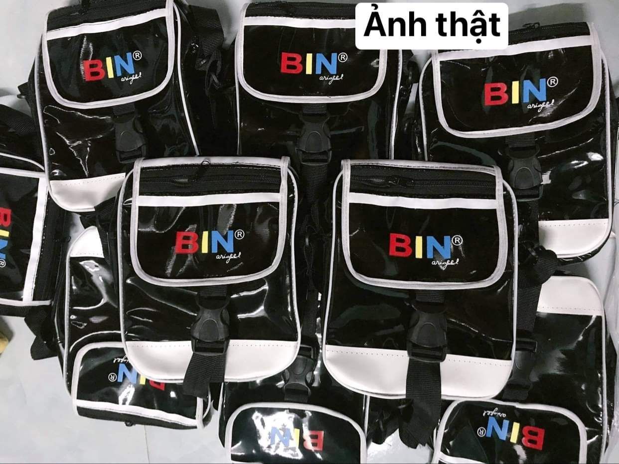 Túi chéo BIN riginal da bóng phối viền trắng