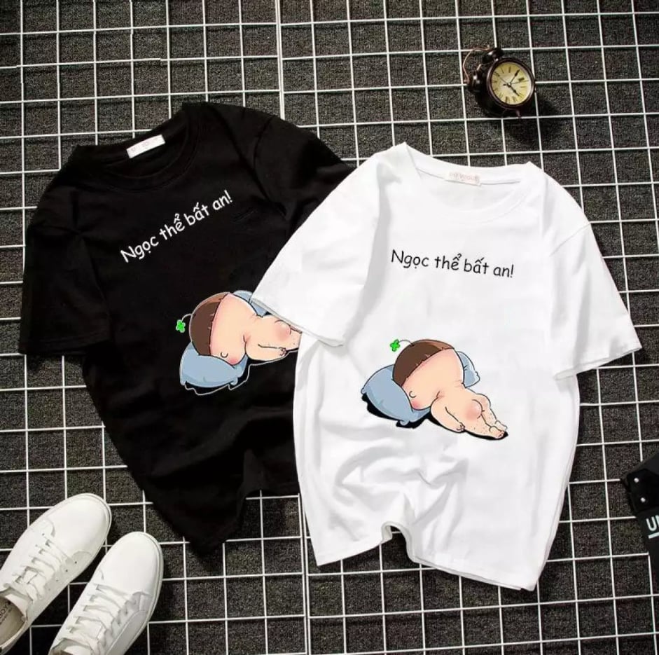 [HCM](Hỗ trợ phí vận chuyển) Áo thun nữ form rộng Hàn Quốc in hình Quỳnh Aka Ngọc Thể Bất An dễ thương vải dày mịn mát