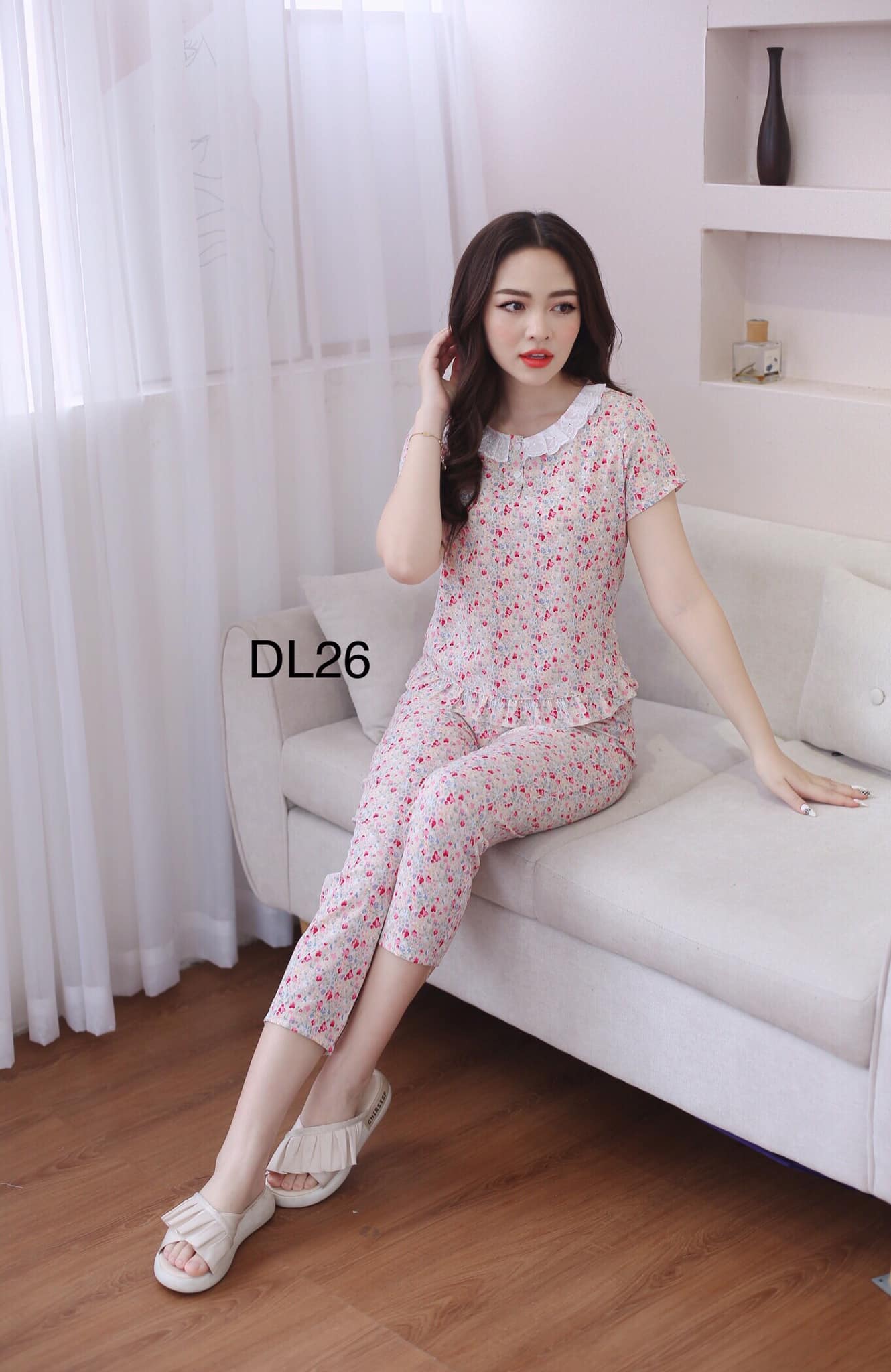 Quần áo nữ mặc nhà bộ dài chất lụa thái mềm mát