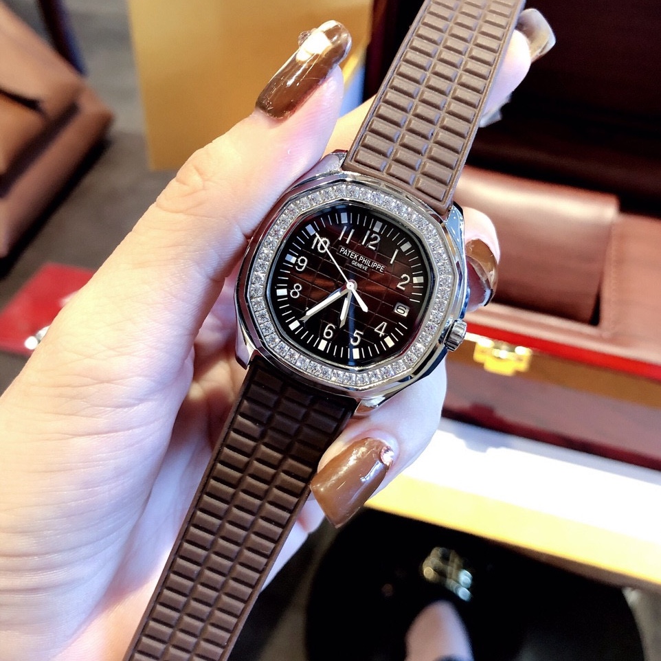 [HCM]Đồng Hồ Patek Philippe Nữ Dây Silicon Nâu Silver 35mm