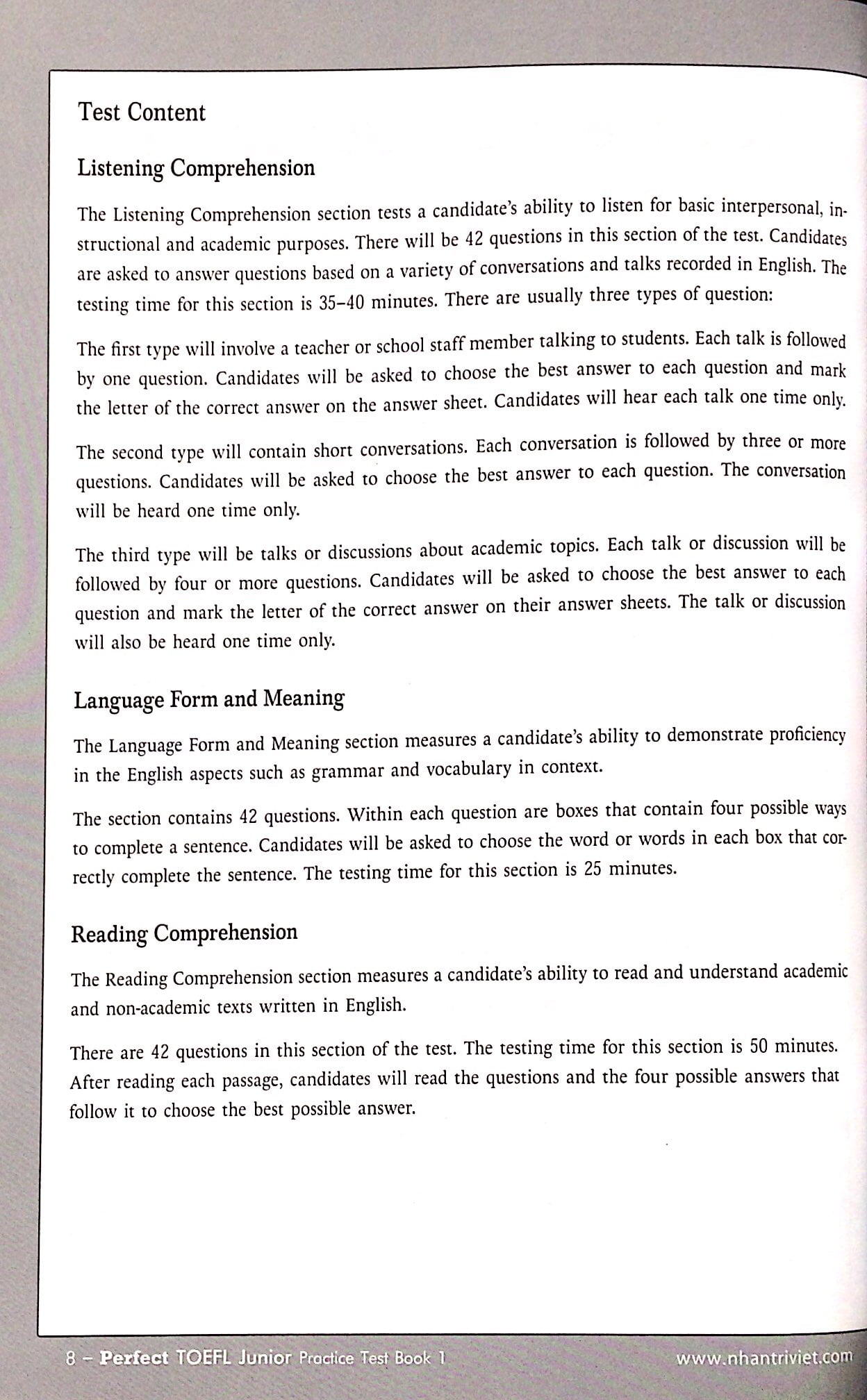Sách Perfect TOEFL Junior Practice Test Book 1 CD