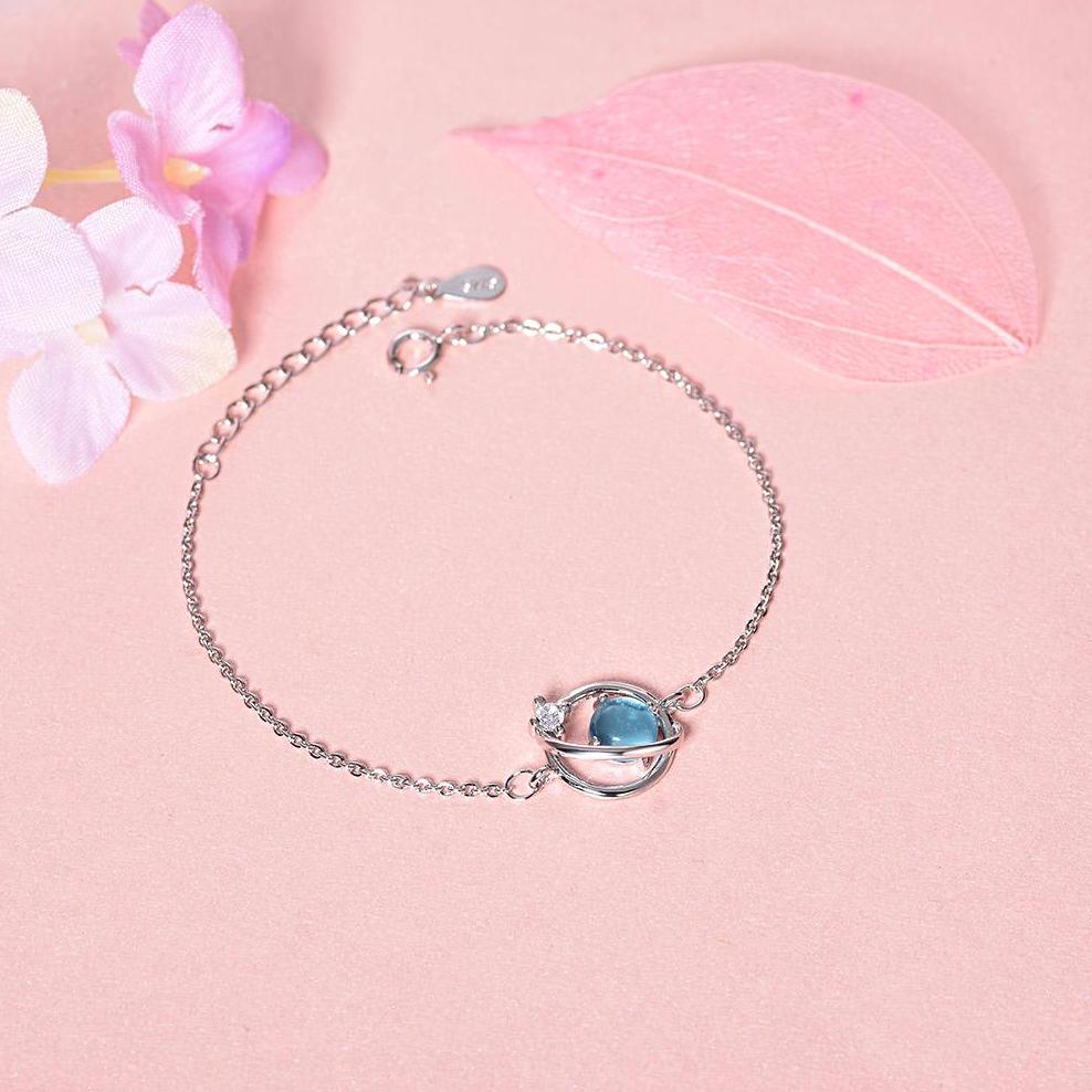 Lắc tay bạc nữ của bộ tinh cầu vũ trụ thời trang