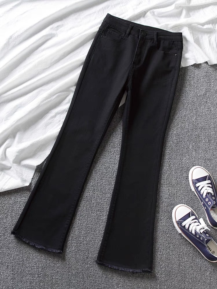 [HCM]QUẦN JEANS NỮ ỐNG LOE ĐEN TƯA GẤU LƯNG CAO VẢI ĐẸP KHÔNG XÙ (VF)