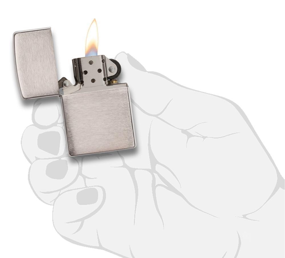 Bật Lửa Zippo Brushed Chrome Bạc Xước Vân Ngang