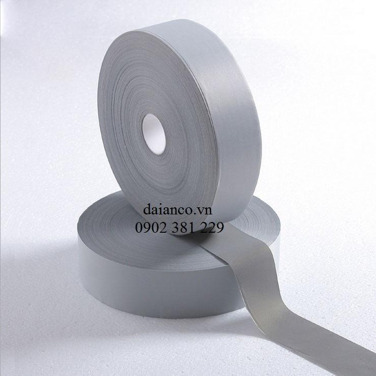 Cuộn dây phản quang vải poly màu xám bản 5cm*100m (ORP-0001)
