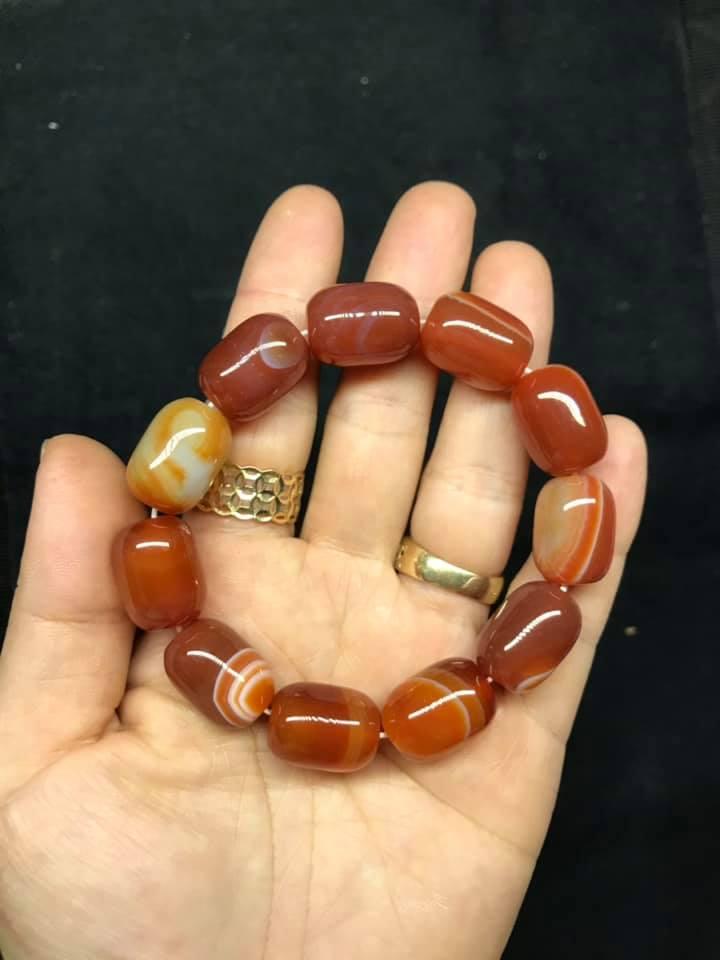 [HCM]VÒNG TAY LU THỐNG ĐÁ MÃ NÃO VÂN MÂY size 12ly